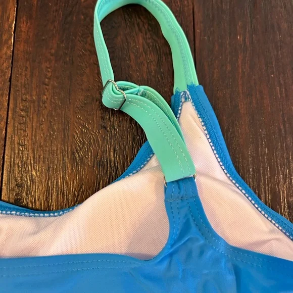 High Waisted Sporty Scoop Neck Bikini- Blue/Teal - Picture 5 of 9